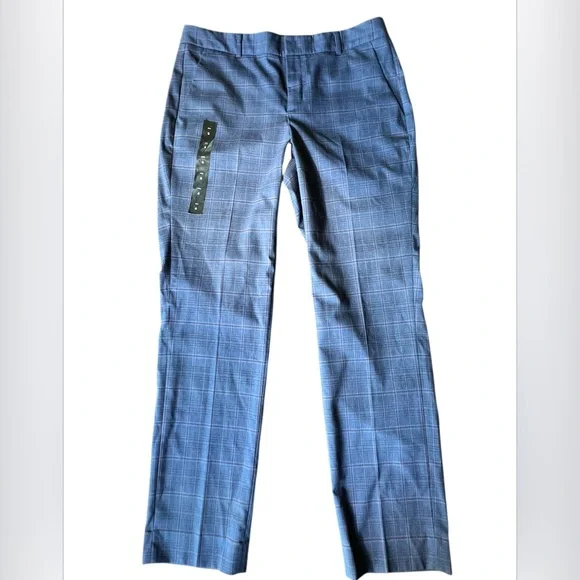 Banana Republic NEW Ryan Women’s Navy Blue Plaid Slim Straight Leg Pants Trouser - Picture 11 of 15